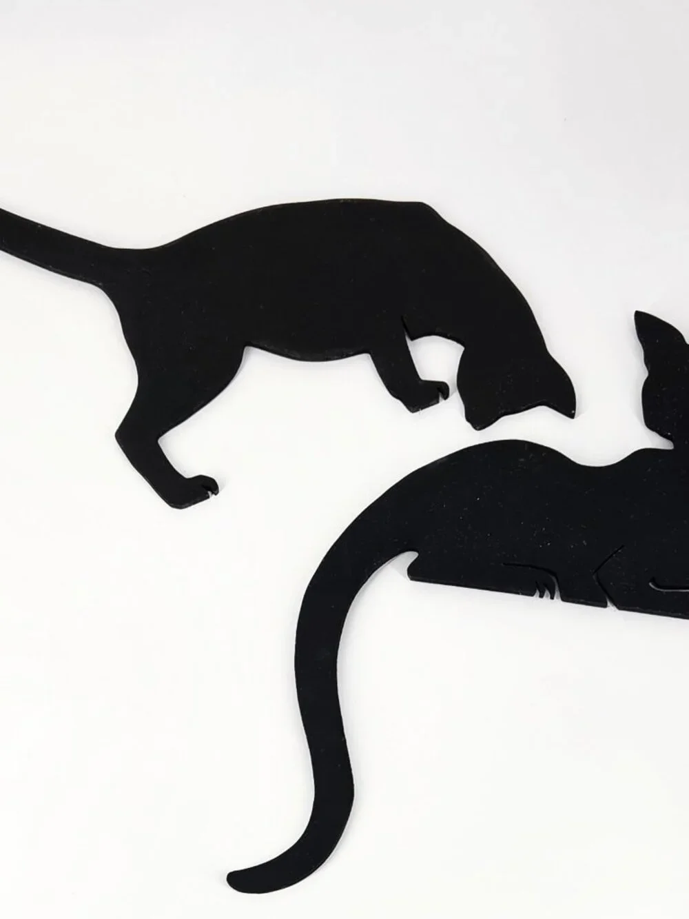 Pair VTG Silhouette Black Cats Door Topper Handmade Wood Doorframe Decor Hangers